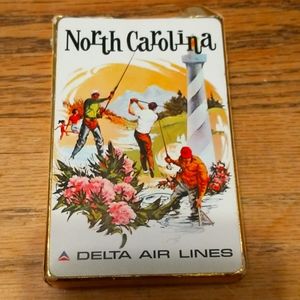 Vintage Delta airlines gold North Carolina playing cards